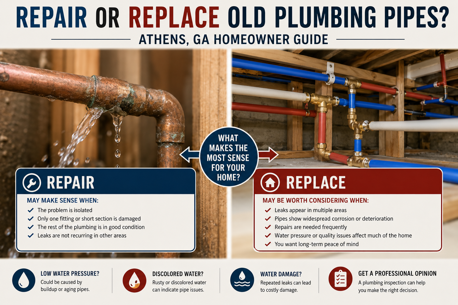 Should You Repair or Replace Old Plumbing Pipes? Athens, GA Homeowner Guide